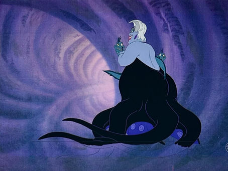 Original Production Animation Cels of Ursula, Flotsam, and Jetsam from "The Little Mermaid," 1989