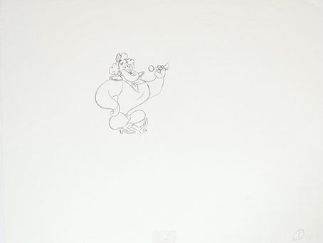 Original Production Animation Drawing of The Genie as a Stewardess from "Aladdin," 1992