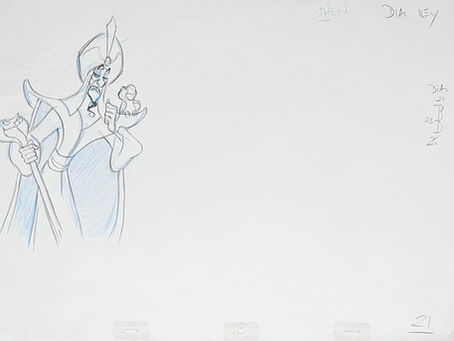 Original Production Animation Drawing of Jafar and Iago from "Aladdin," 1992