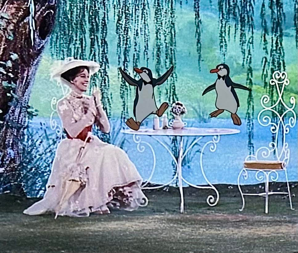 original-production-animation-cel-of-two-penguin-waiters-from-mary