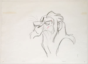 Original Walt Disney Production Animation Drawing Of Scar From The