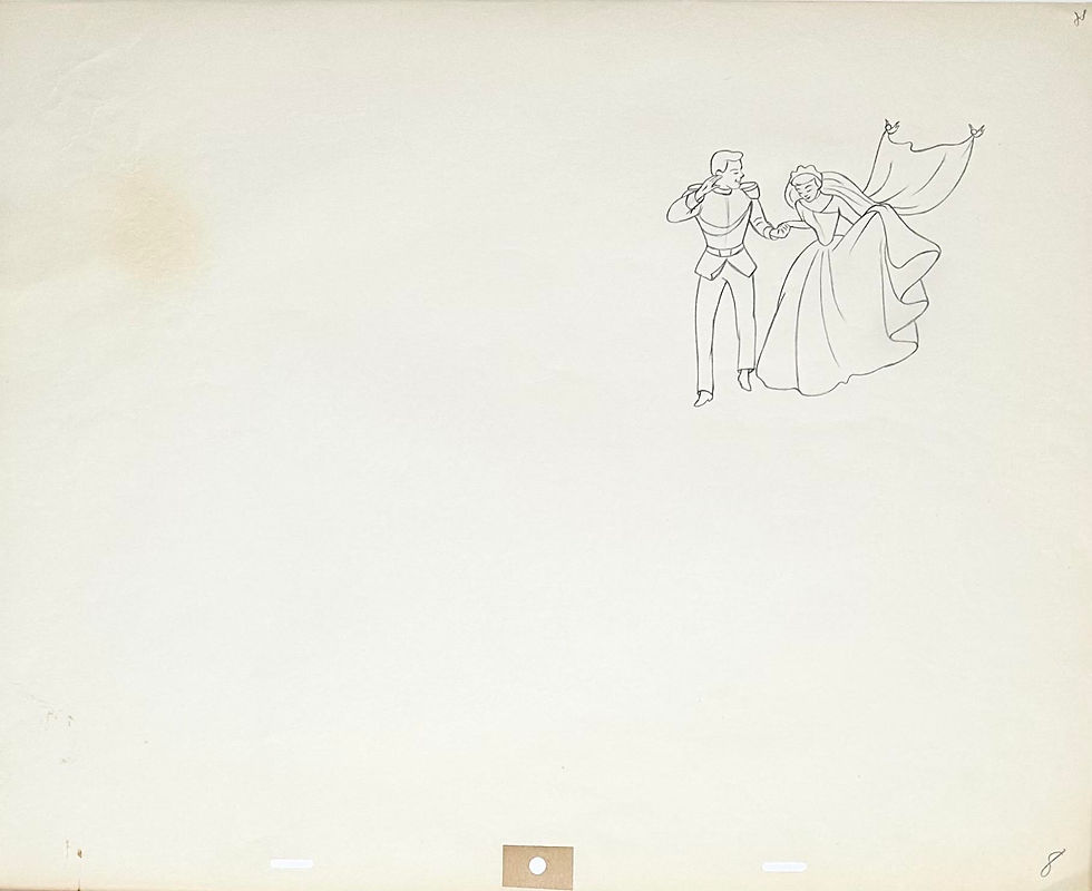 Cinderella, Prince Charming & Two Birds Drawing