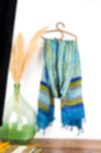 Foulard soie blue blockprint