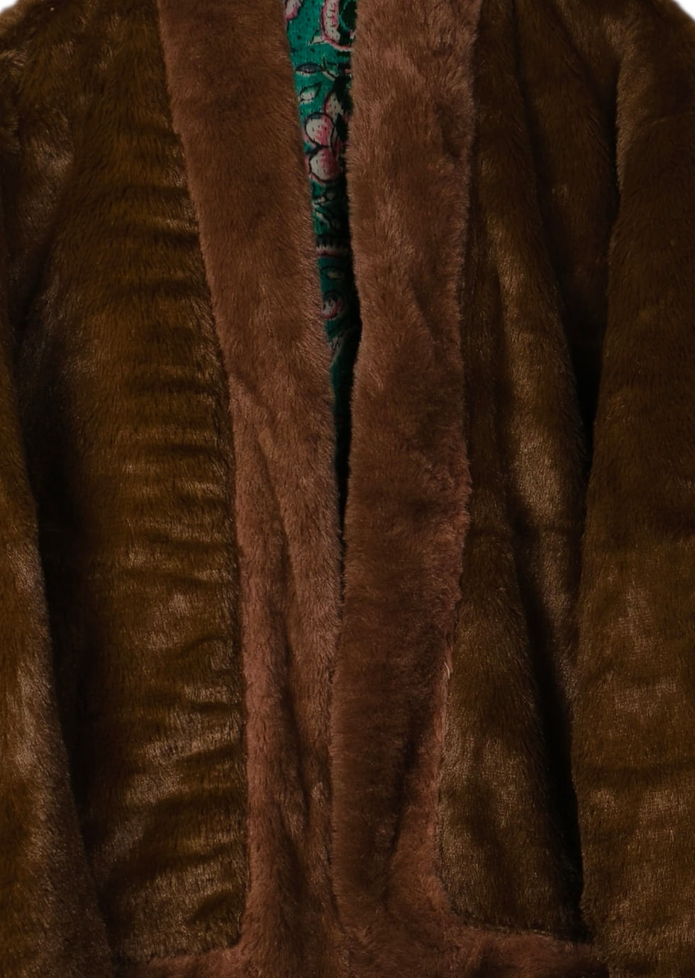 Miniature : Veste Rani - vintage kantha fourure et bagru