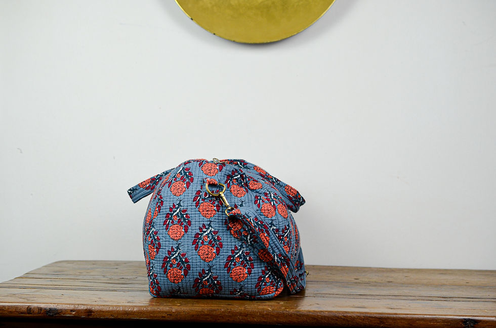 Miniature : Sac de voyage en coton indien matelassé gris