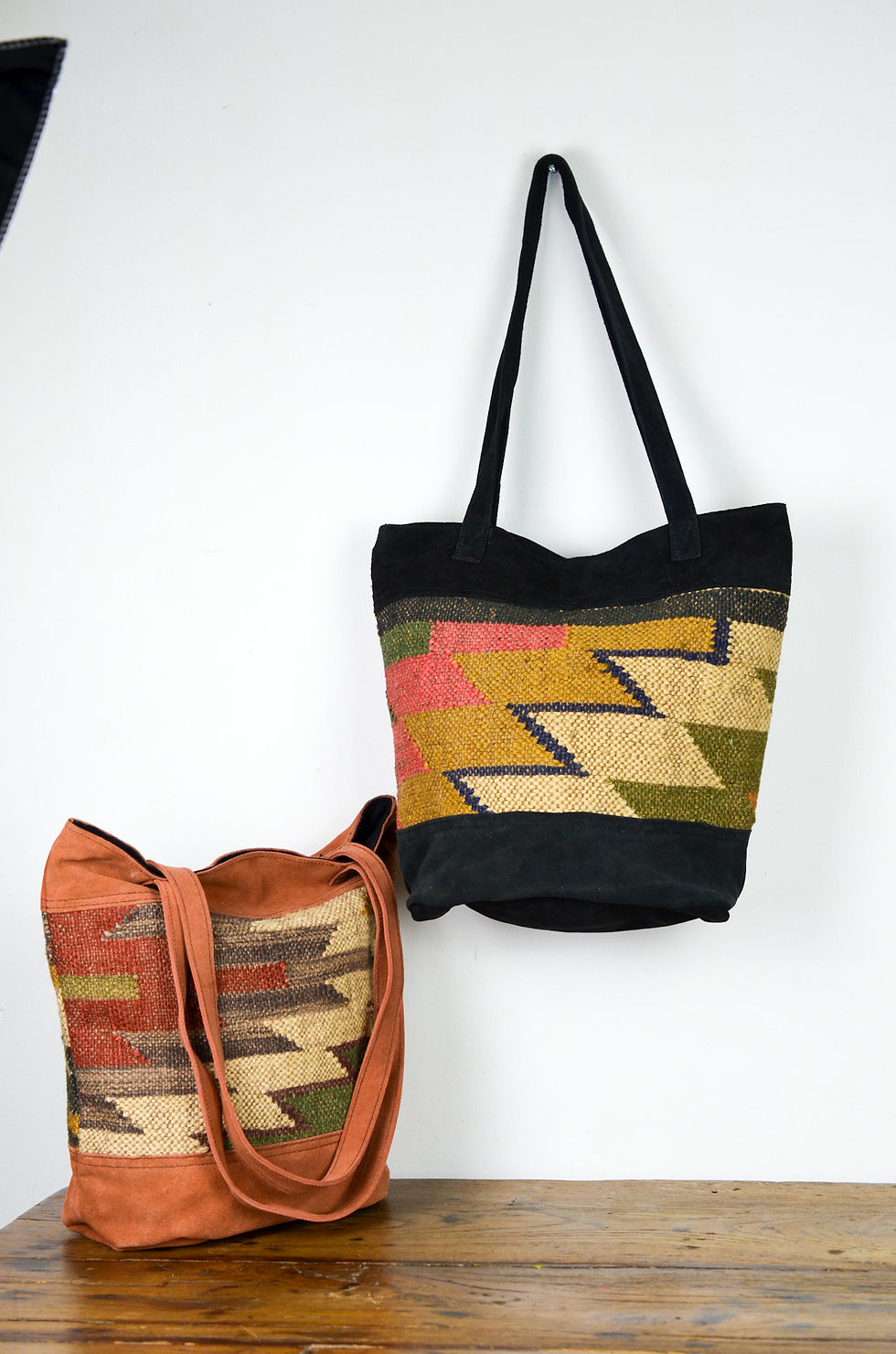 Miniature : Sac kilim & daim