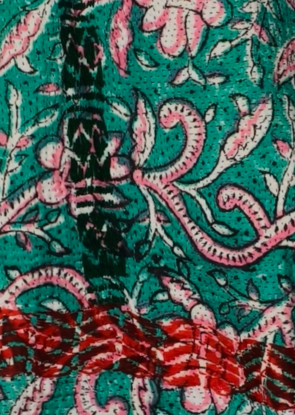 Miniature : Veste Rani - vintage kantha fourure et bagru