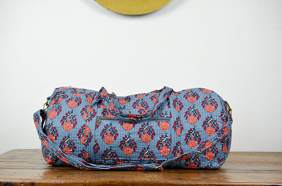 Miniature : Sac de voyage en coton indien matelassé gris