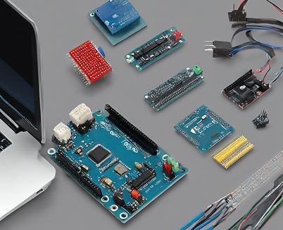 An image of an electronics workspace wit