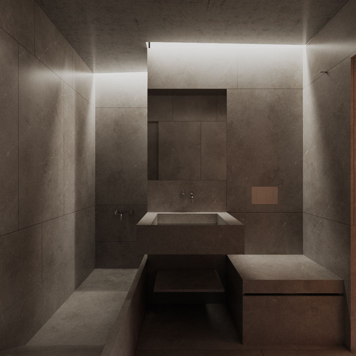 Bathroom designed by Leonardo Marchesi Studio, in Ericeira, Portugal.