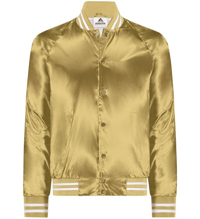 Thumbnail: 3D Satin Baseball Jacket/Striped Trim