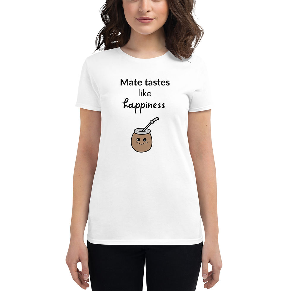 Thumbnail: Women's short sleeve t-shirt "Mate takes like happiness"
