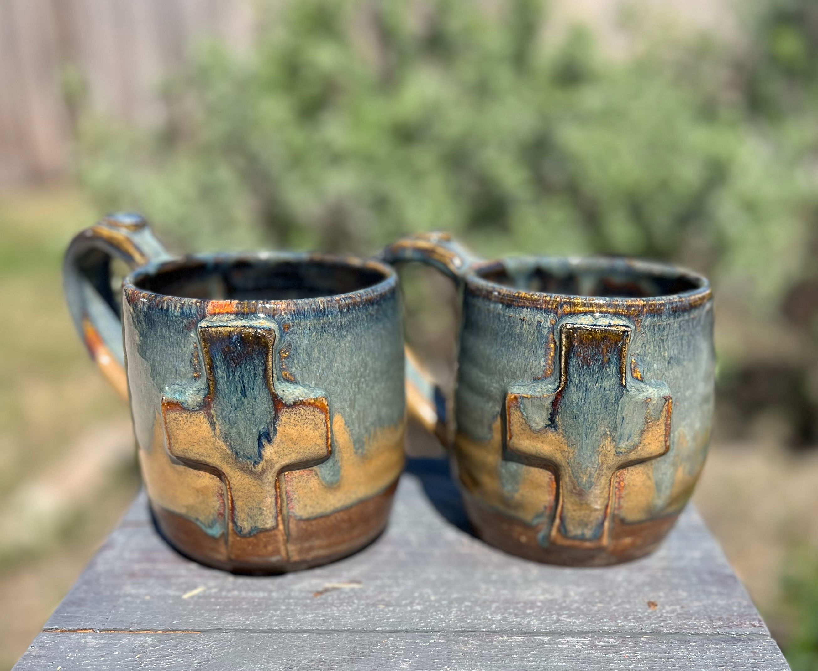 Bronze cross mugs
