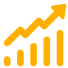 Ícone de gráfico representando crescimento e resultados nas redes sociais.