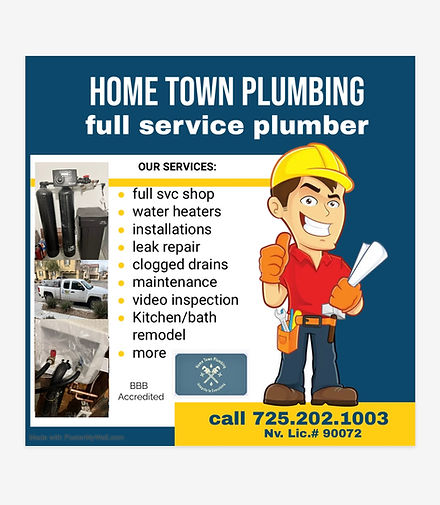 Services flyer for Home Town Plumbing
