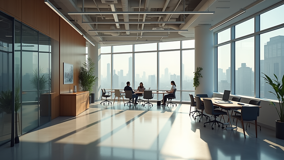 High angle view of a modern office space with innovative design