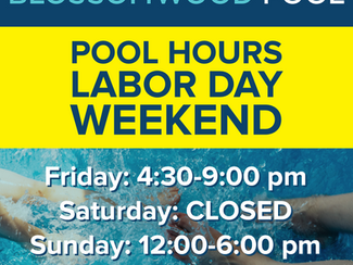 Pool Hours for Labor Day Weekend