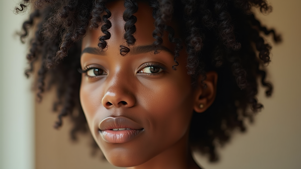 Close-up view of natural hair styled in elegant twists with a soft sheen