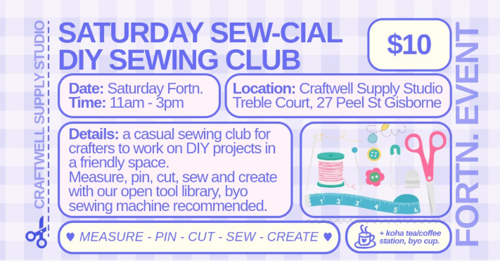 Saturday Sew-cial DIY Sewing Club @ Craftwell