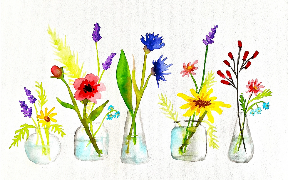 Watercolour And Wine Night | Wildflowers In Vases