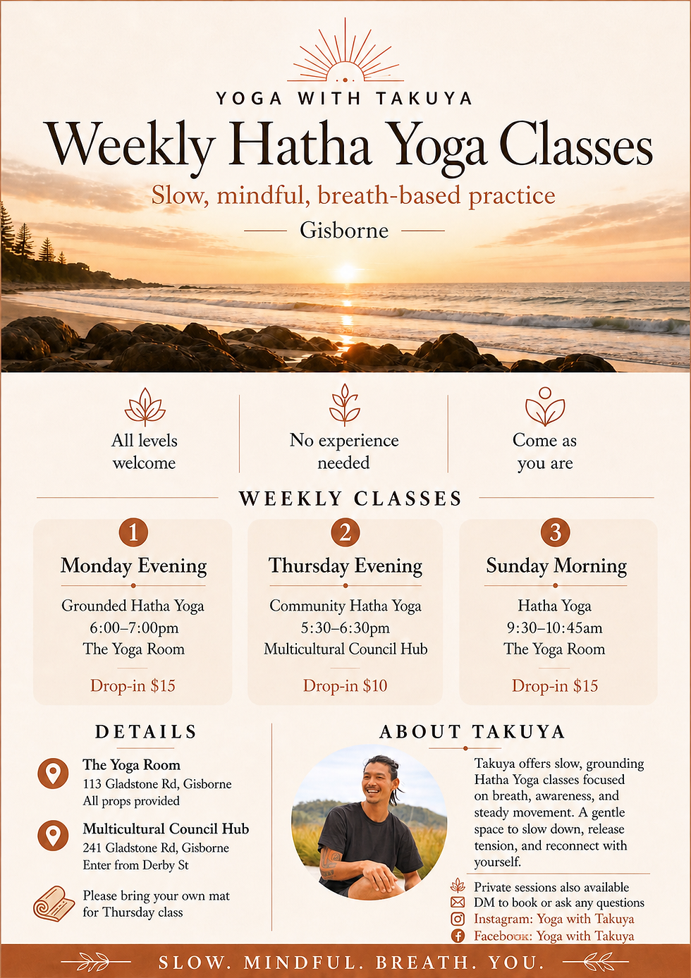 Sunday Morning Hatha Yoga with Takuya