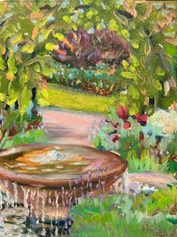 Lavender and Fountain in Wisley Garden