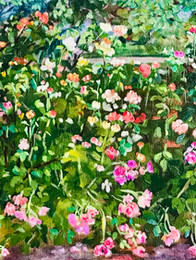 painting of rose garden