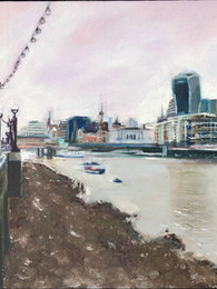 Thames river and City Hall, (2021).