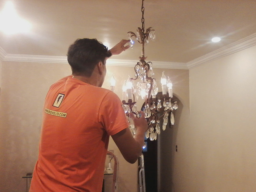Instalação de lustre de cristal
