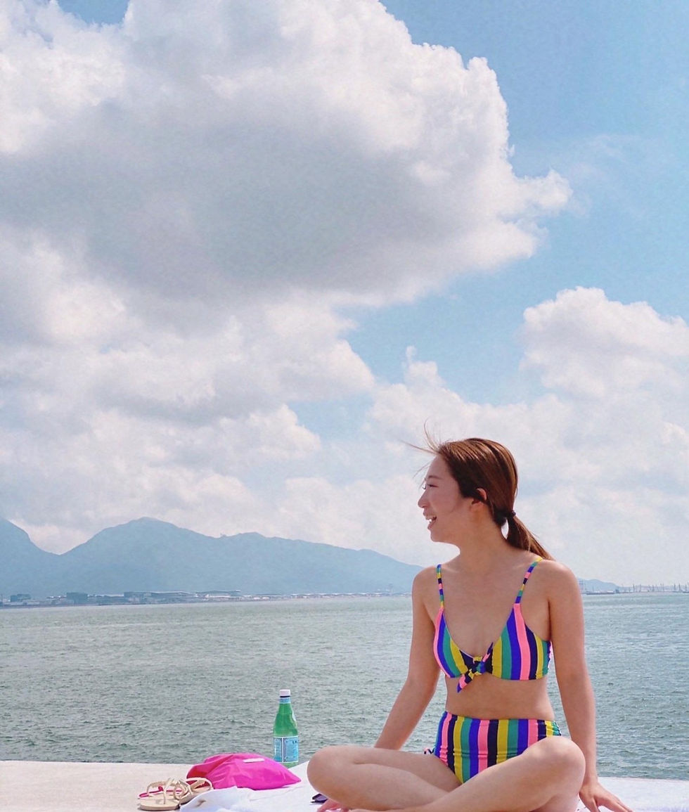 Rainbow stripes bikini set