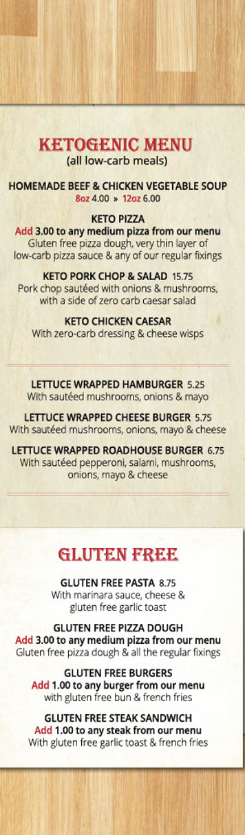 Rycroft Roadhouse Licensed Restaurant Lunch Menu