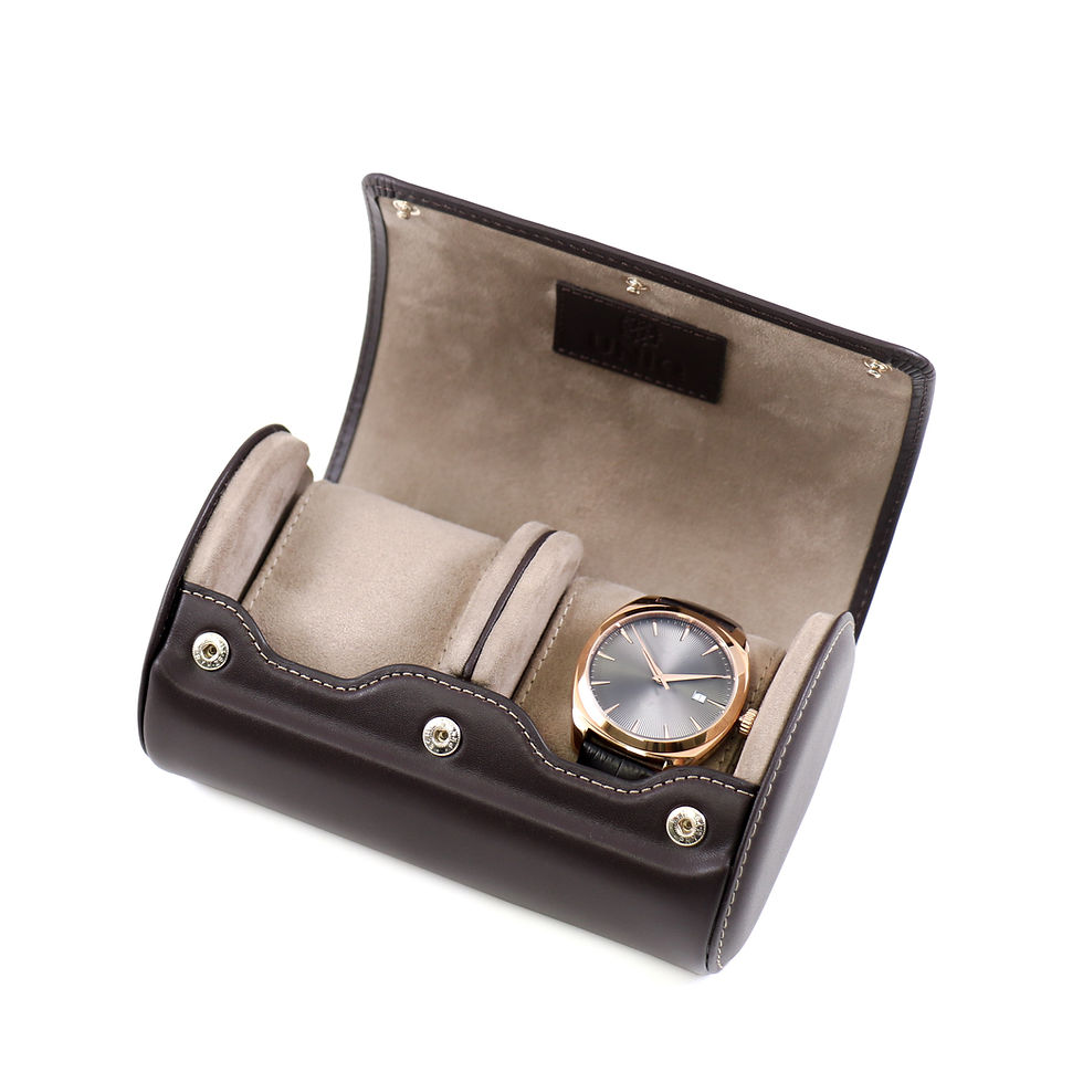 Miniature : Ecrin 2 montres "EVOLUTION" en cuir marron