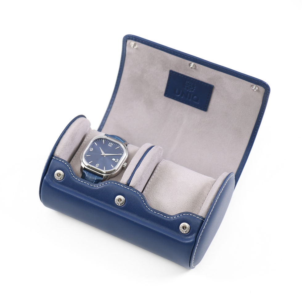 Miniature : Ecrin 2 montres "EVOLUTION" en cuir bleu marine