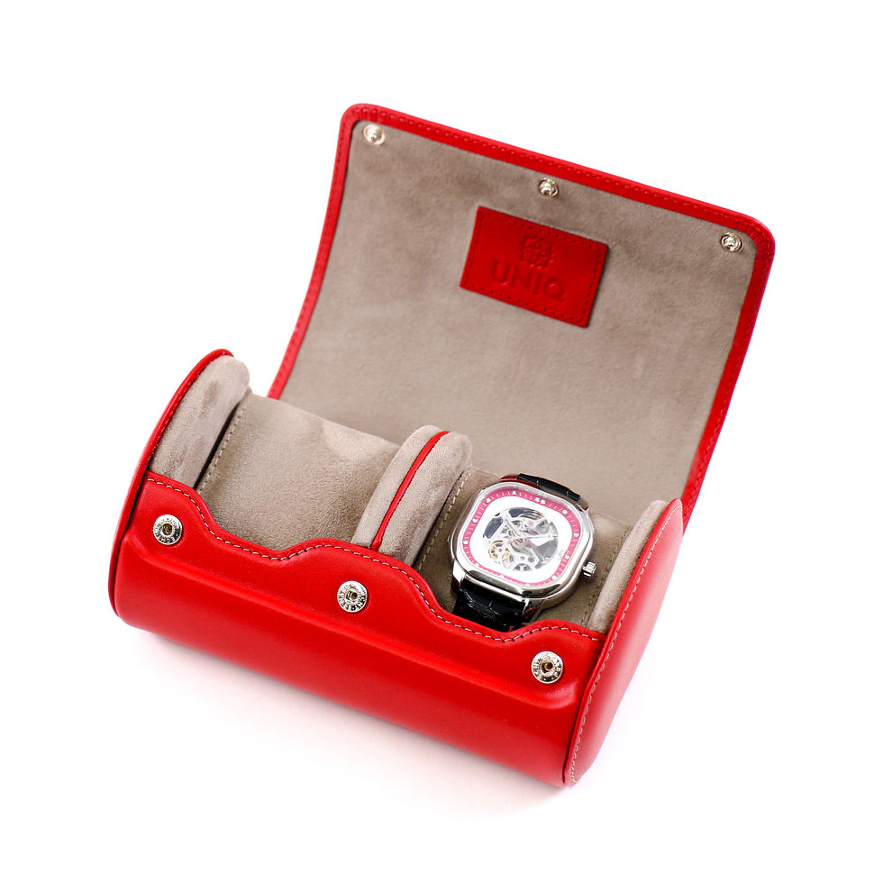Miniature : Ecrin 2 montres "EVOLUTION" en cuir rouge