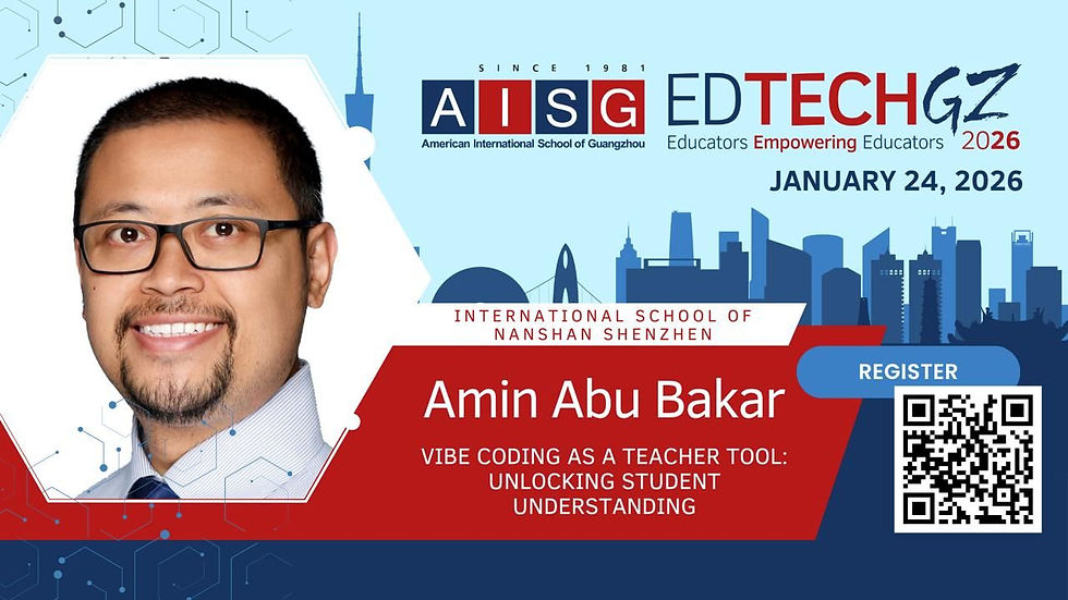 Grateful to have presented at EdTechGZ 2026 on vibe coding as a teacher tool. Vibe coding has helped me make digital learning more accessible for a wider range of students by allowing them to interact with concepts visually, at their own pace, and with multiple entry points. It has been a practical way to support diverse learners while keeping learning meaningful and student-centered.