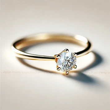 Anello con diamante solitario con gambo affusolato - Oro 14 carati con diamante da 0,5 carati