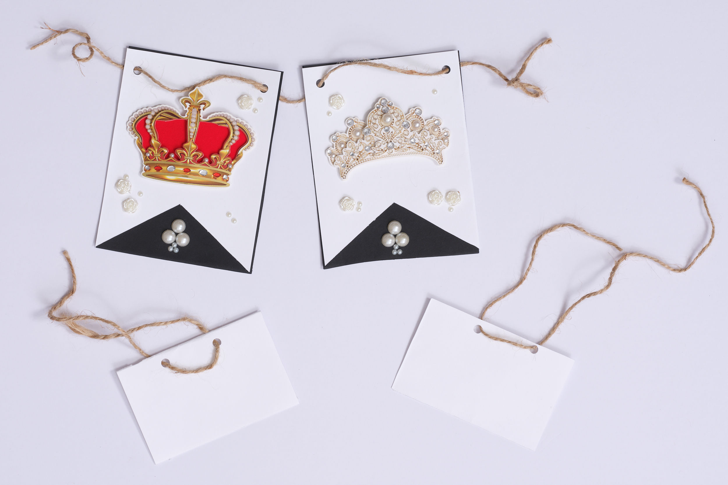 Customizable King and Queen Pearl Accent Banner | Heartfelt Elegant Royals