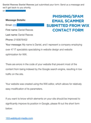 Wix Phishing Emails - How to Report