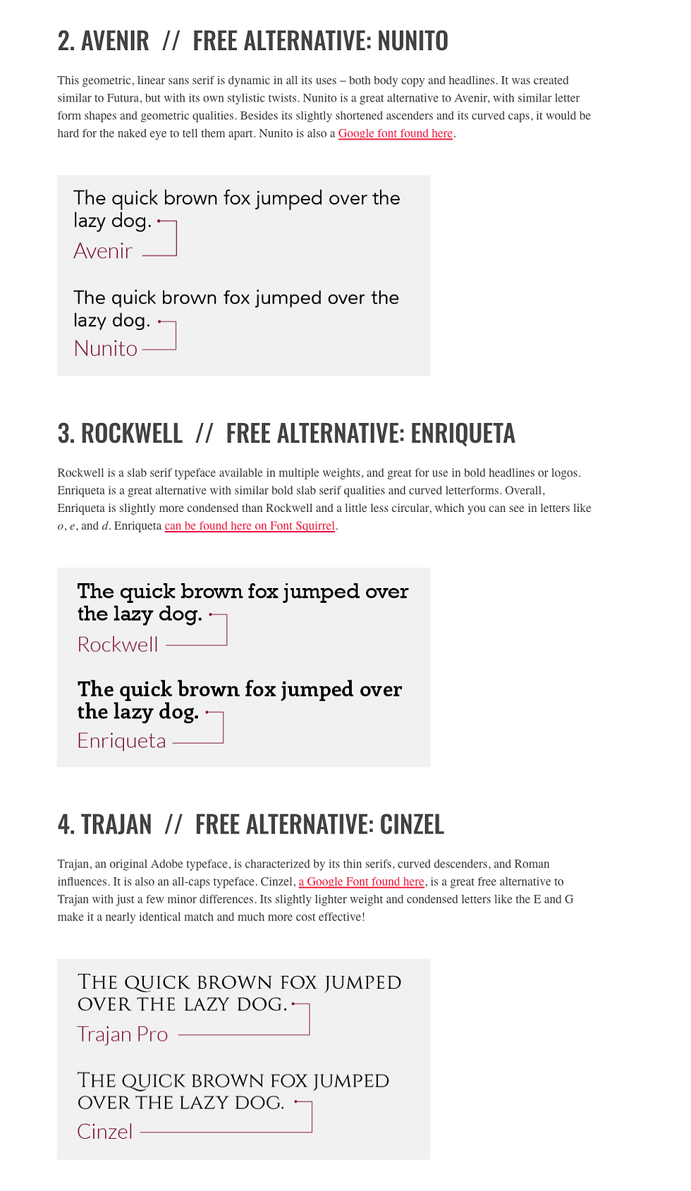 SEO Hero Tip - Free Font alternatives