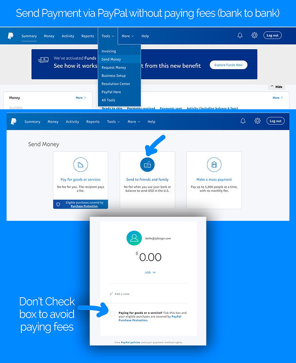 Send Payment via PayPal without paying fees (bank to bank)