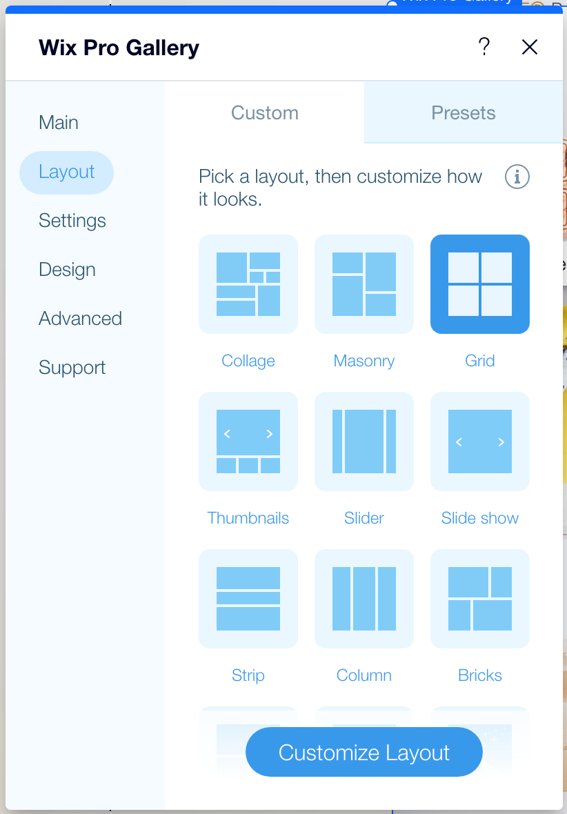 Wix Responsive Images: Customize Layout of Grid Wix Pro Gallery