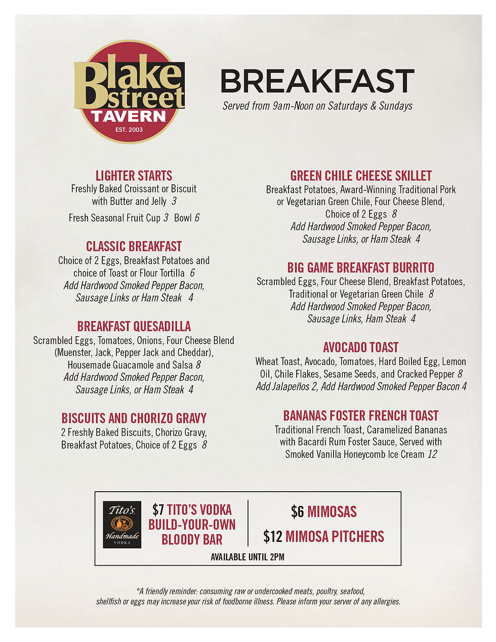 Restaurant Menu Designer - Breakfast Menu