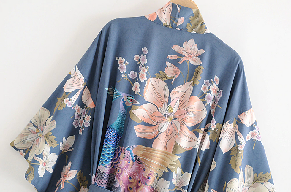Thumbnail: Spring blue Kimono style robe