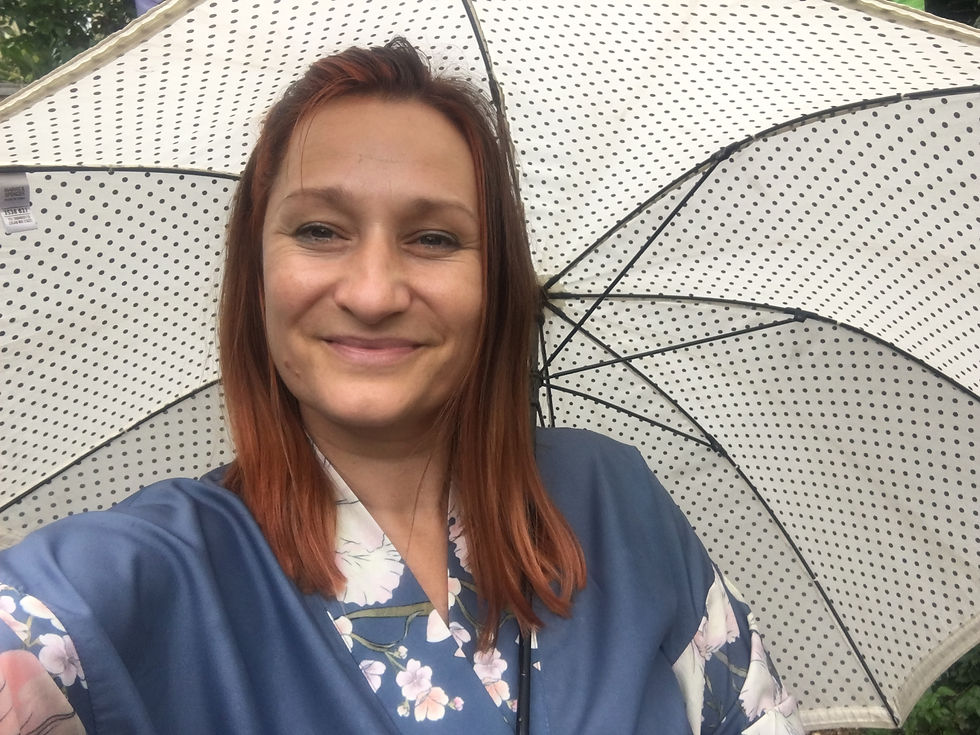 Thumbnail: Spring blue Kimono style robe