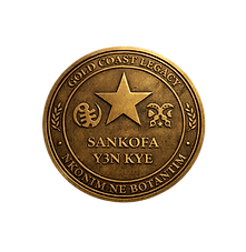 Gold Coast Legacy Sankofa coin House of Rociano ceremonial coin with Adinkra symbol