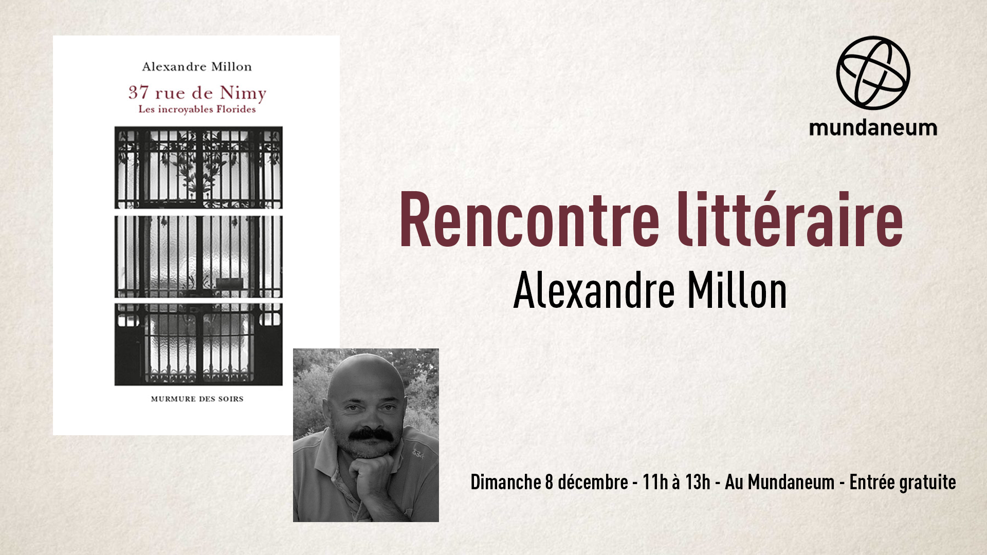 Rencontre littéraire : Alexandre Millon