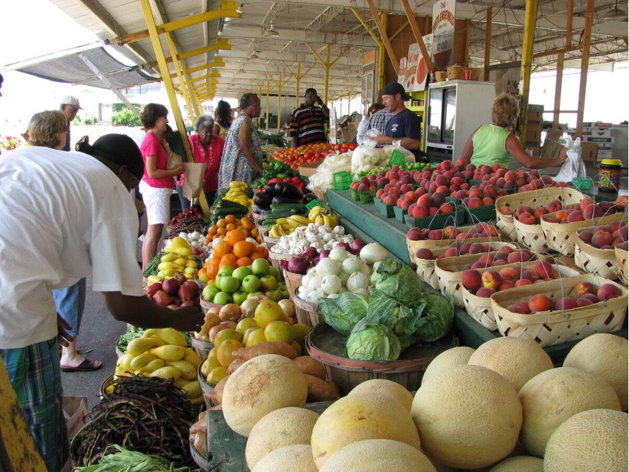 Un mercado de agricultores en Jackson, Mississippi.
