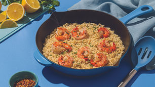 Garlic Parmesan Rice and Shrimp Skillet