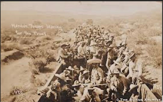 Mexican troops on their way to the front lines.