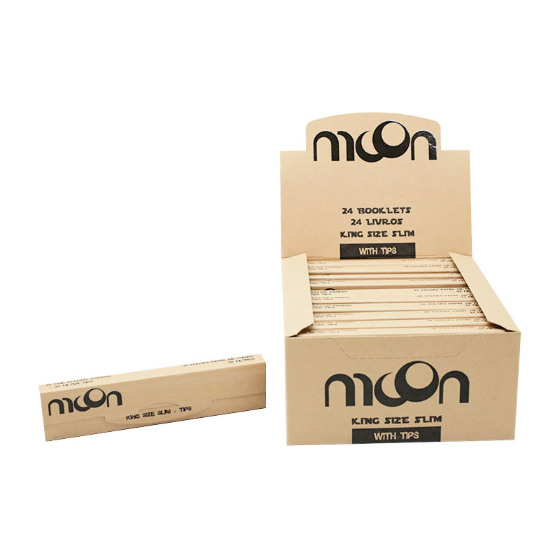 24 Packs Premier Natural King Size Unbleached Rolling Paper with Tips